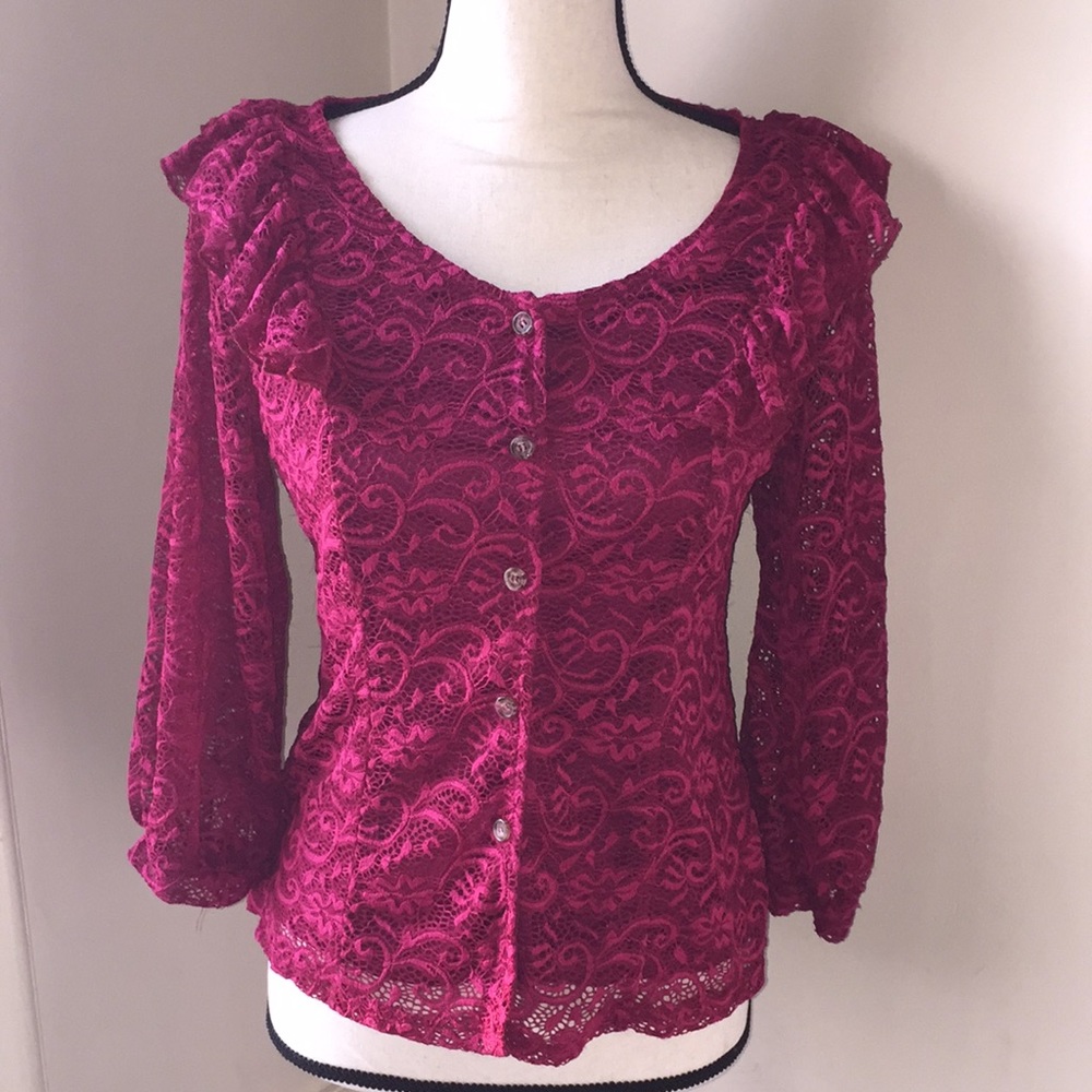 Radiant Ruffle Lace Top - Picture 1 of 5